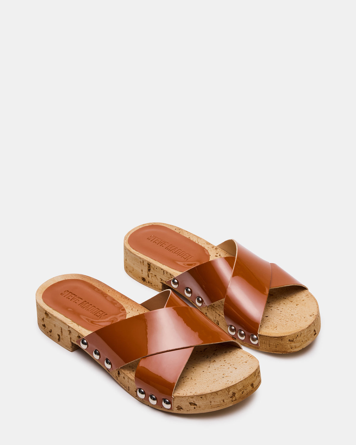 CANTLAY Camel Patent Studded Mule Slide Women's Sandal