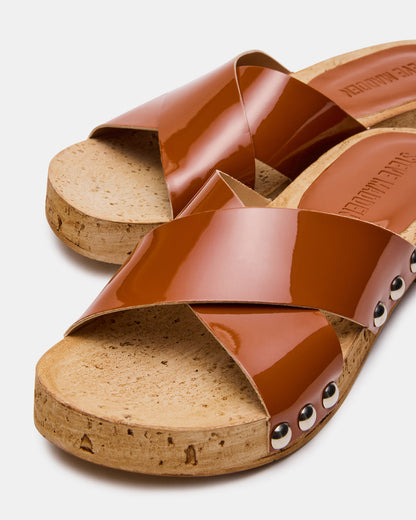 CANTLAY Camel Patent Studded Mule Slide Women's Sandal