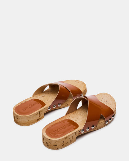 CANTLAY Camel Patent Studded Mule Slide Women's Sandal