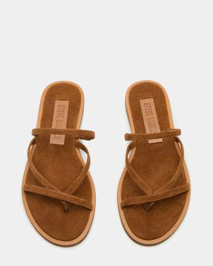 ELLERY Chestnut Suede Strappy Thong Slide Women's Sandal