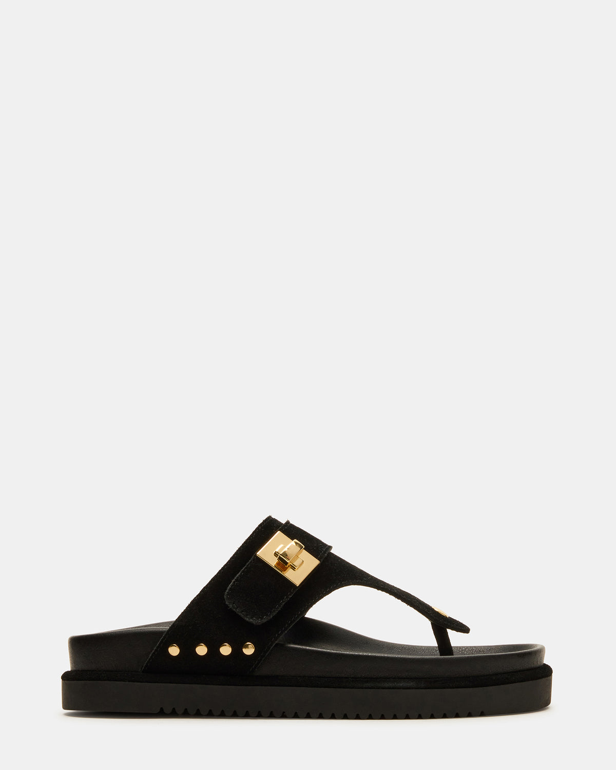 THONA Black Suede Women's Flatform Thong Sandal