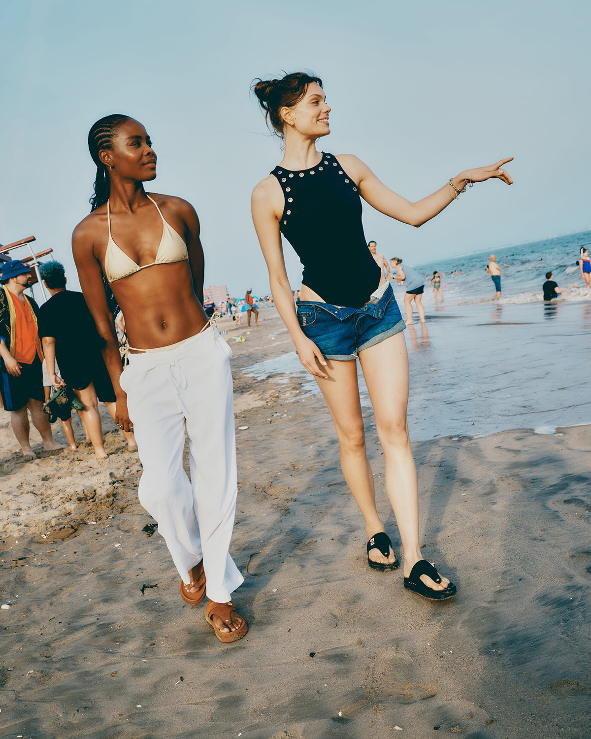 THONA Black Suede Women's Flatform Thong Sandal