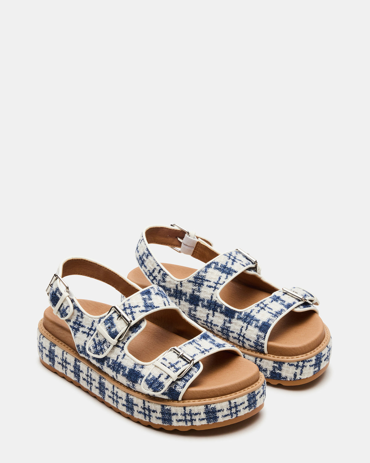 BIGMONA2.0 Blue/White Platform Footbed Flatform Women's Sandal