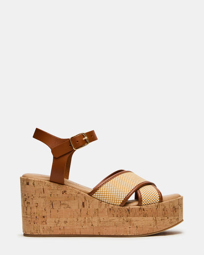 JETSET Brown Multi Platform Wedge Women's Sandal
