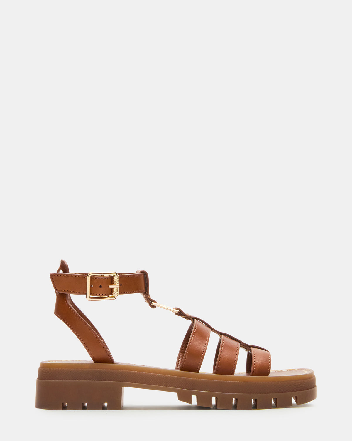 JARELLI Tan Leather Strappy Platform Women's Sandal