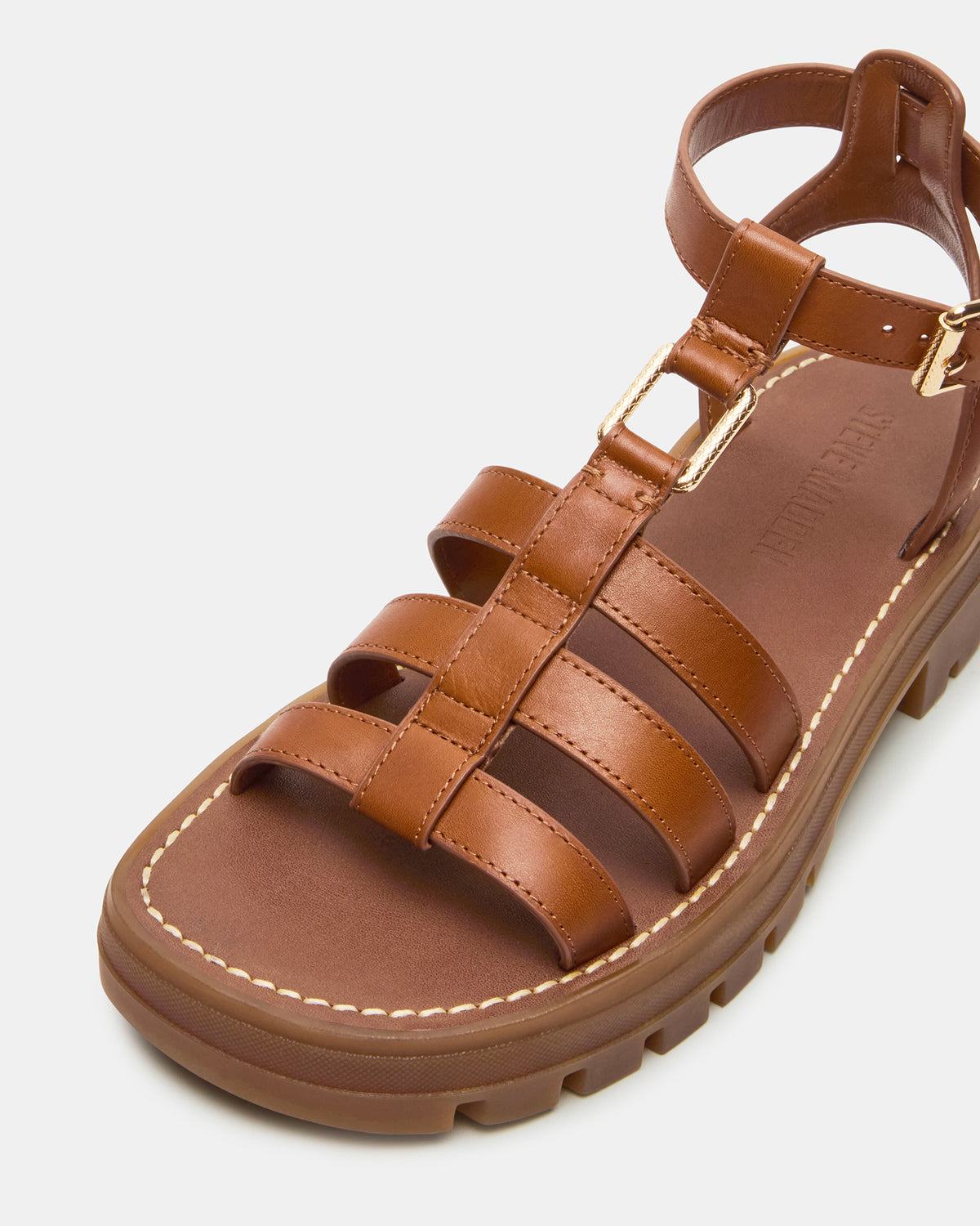 JARELLI Tan Leather Strappy Platform Women's Sandal