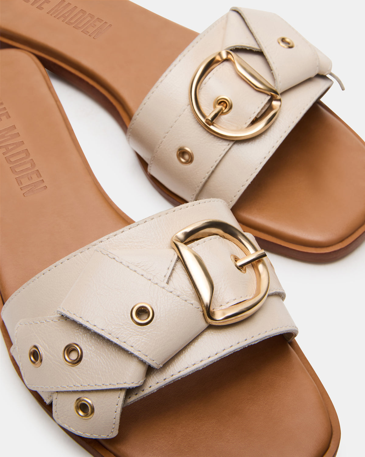 HILARIA Bone Leather Square-Toe Slide Women's Sandal