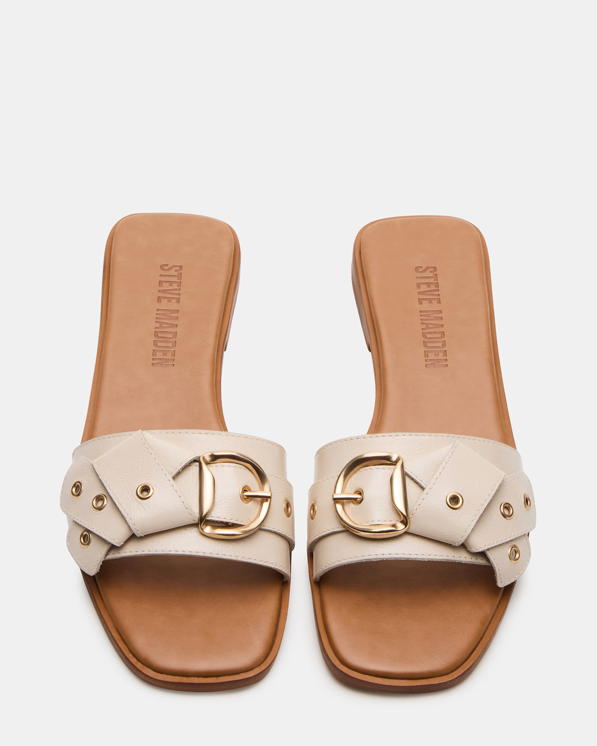 HILARIA Bone Leather Square-Toe Slide Women's Sandal