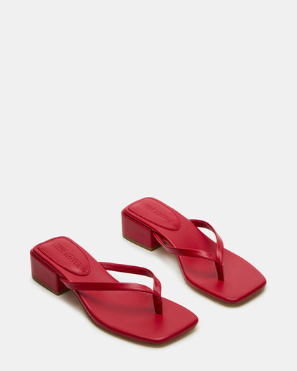 CARIBBEAN Red Square-Toe Mule Thong Women's Sandal