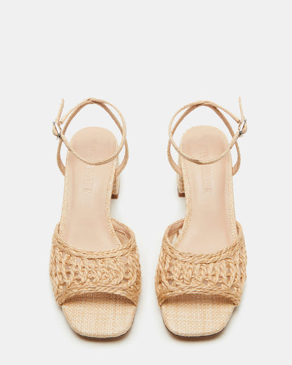 SOLEIL Raffia Square-Toe Woven Women's Sandal