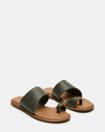 ZANI Olive Leather Women's Slide Sandal