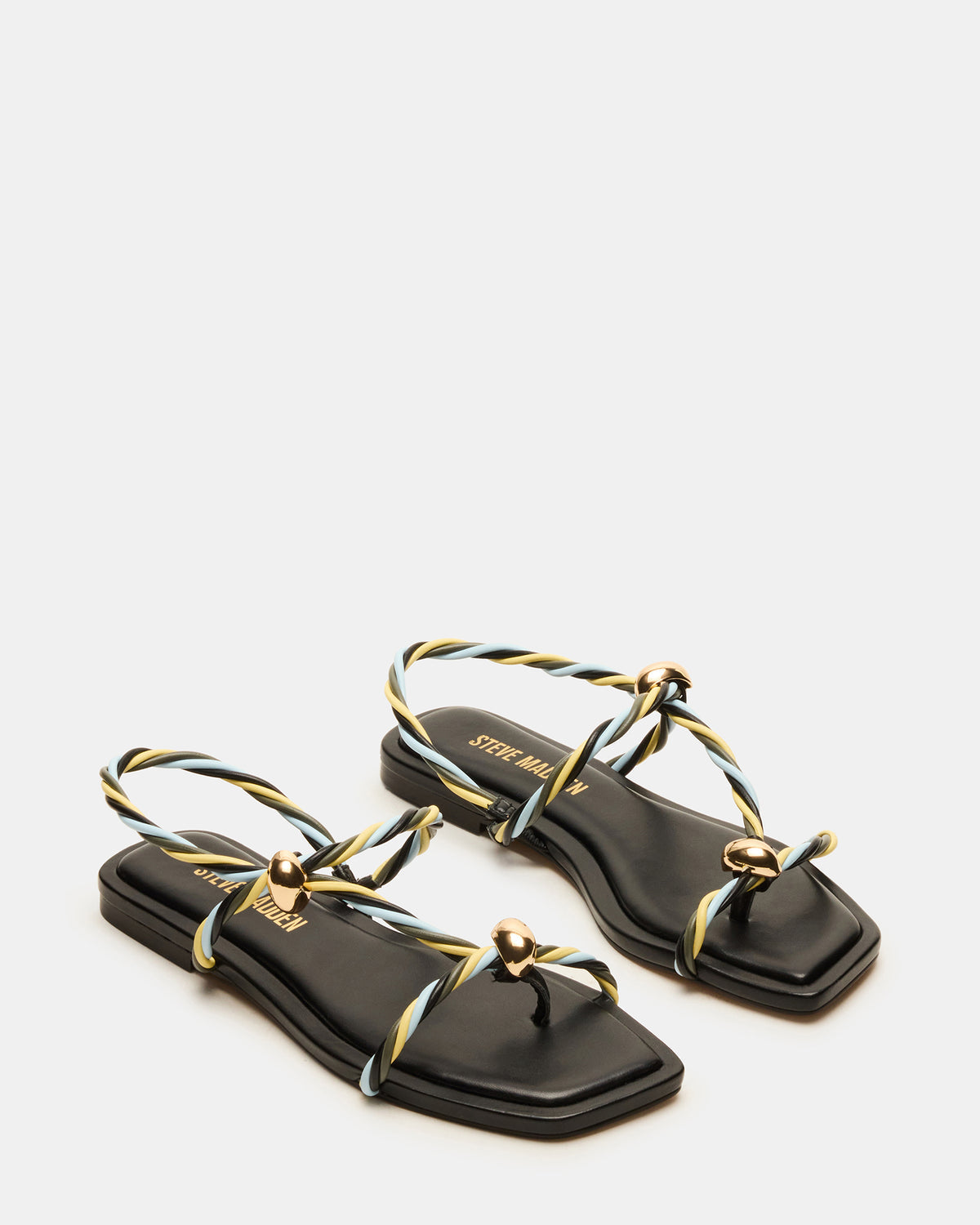 LOCO Black Multi Women's Strappy Square Toe Sandal