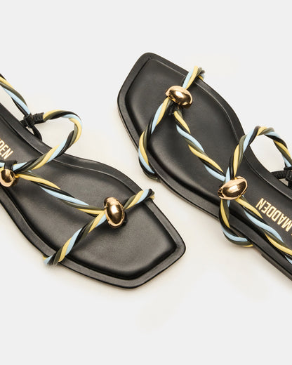 LOCO Black Multi Women's Strappy Square Toe Sandal