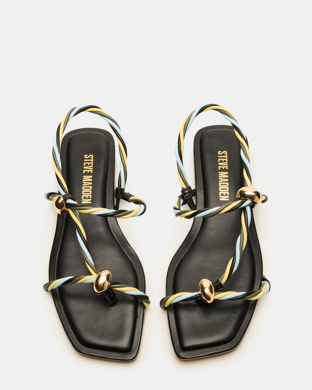 LOCO Black Multi Women's Strappy Square Toe Sandal