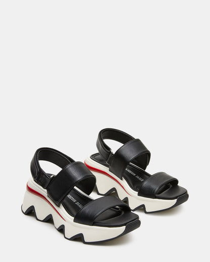 LOCHAN Black Platform Flatform Strappy Women's Sandal