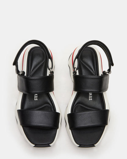 LOCHAN Black Platform Flatform Strappy Women's Sandal