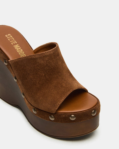 JOVIE Chestnut Suede Platform Studded Wedge Women's Sandal