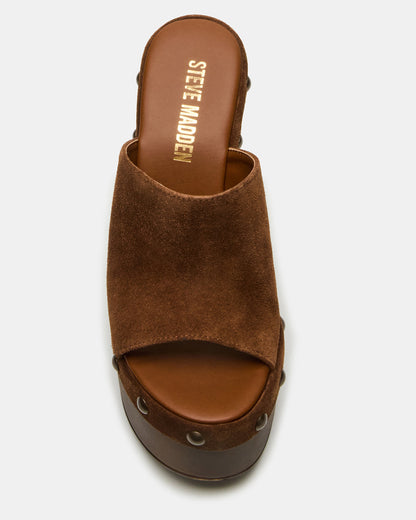 JOVIE Chestnut Suede Platform Studded Wedge Women's Sandal