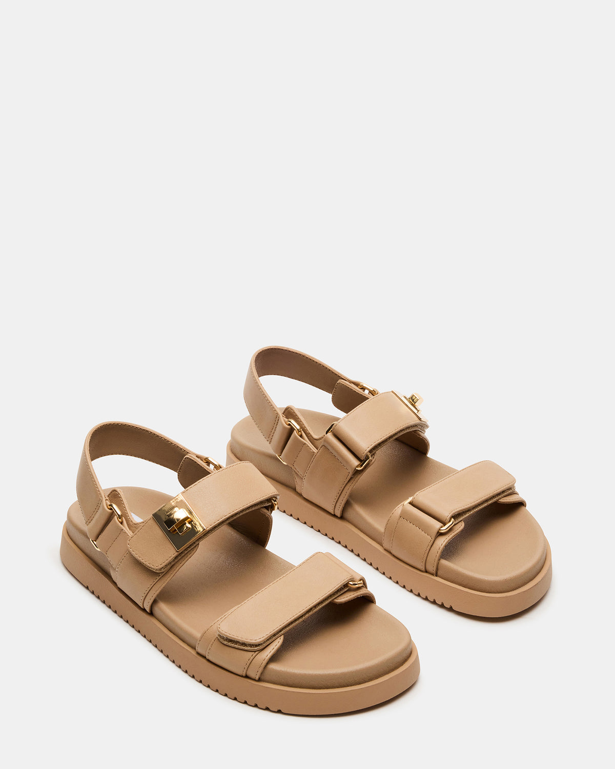 MONA Beige Leather Flatform Women's Sandal