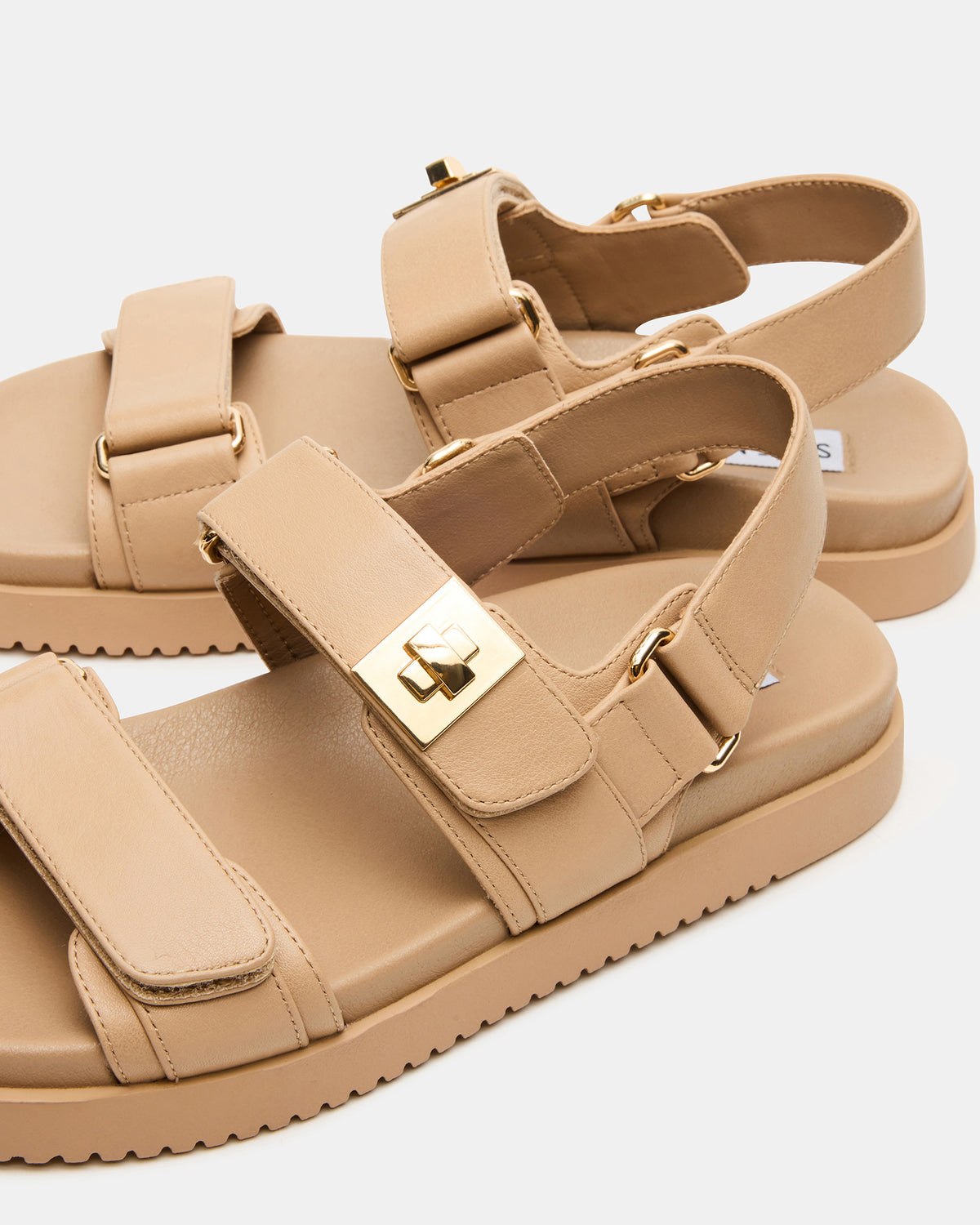 MONA Beige Leather Flatform Women's Sandal