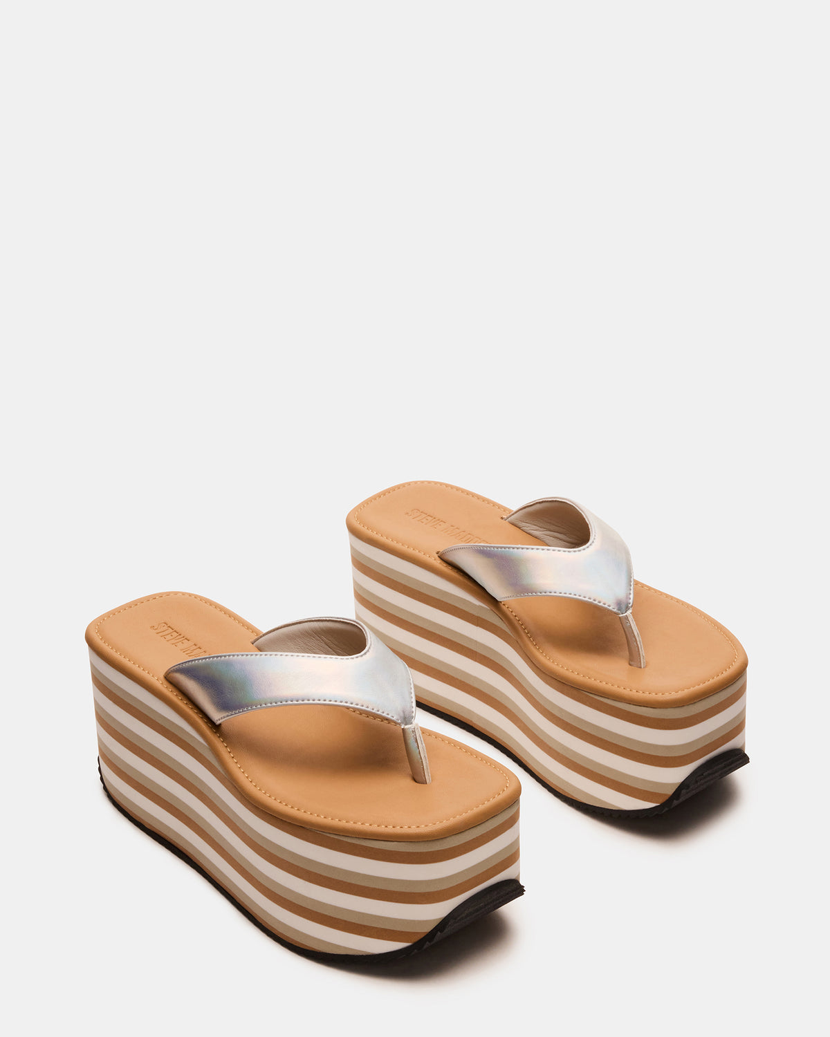 SEVILLA Natural Multi Thong Platform Chunky Flatform Square-Toe Women's Sandal