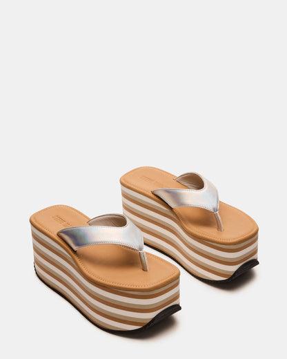 SEVILLA Natural Multi Thong Platform Chunky Flatform Square-Toe Women's Sandal