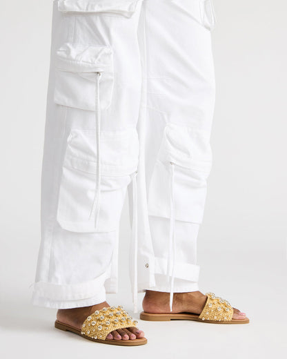 KEELY Natural Raffia Women's Studded Slides