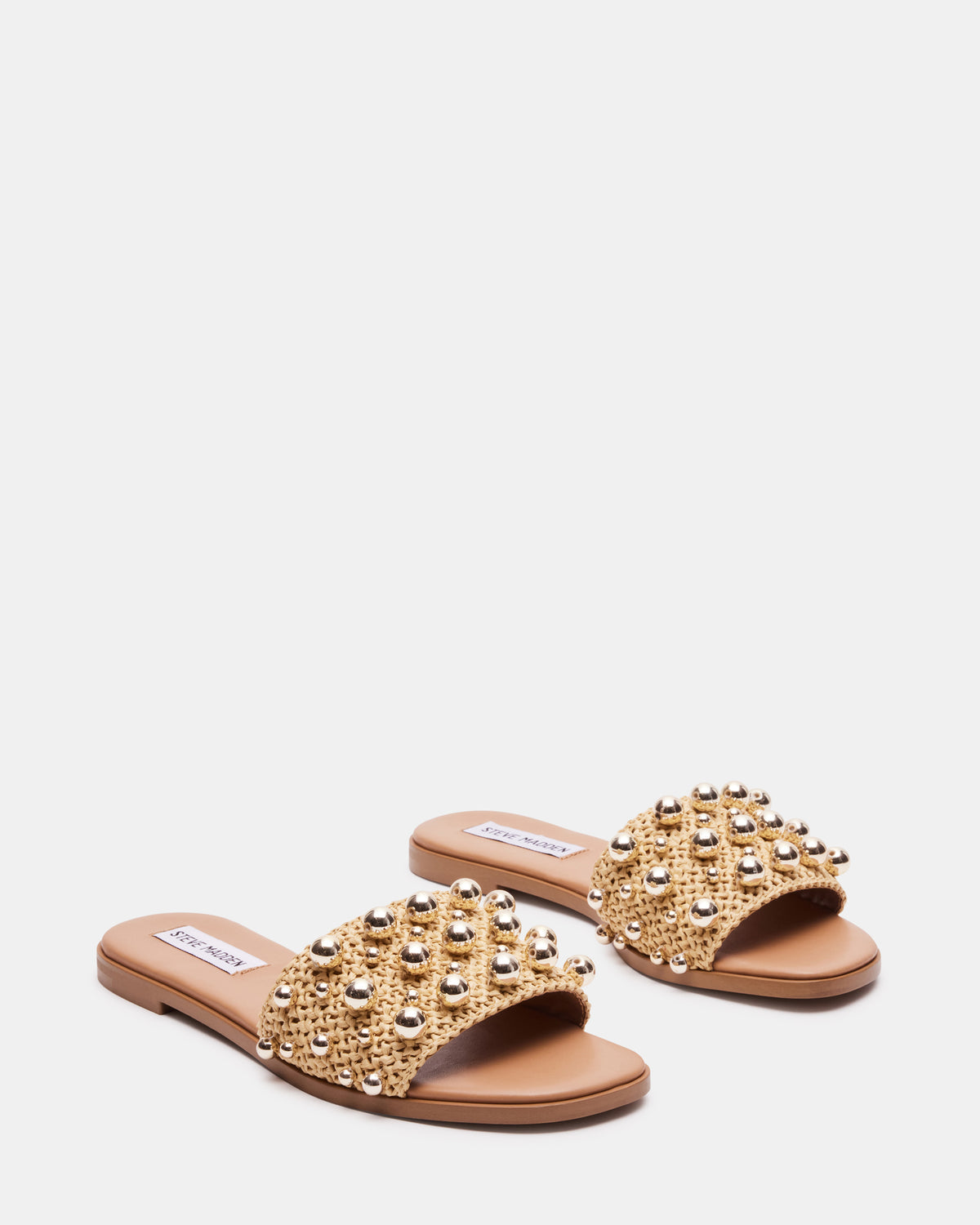 KEELY Natural Raffia Women's Studded Slides