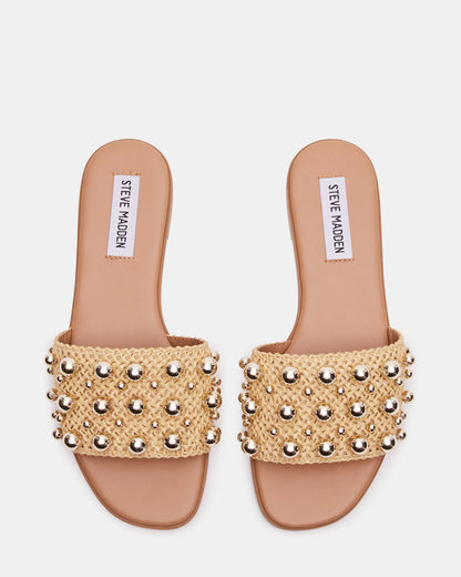 KEELY Natural Raffia Women's Studded Slides