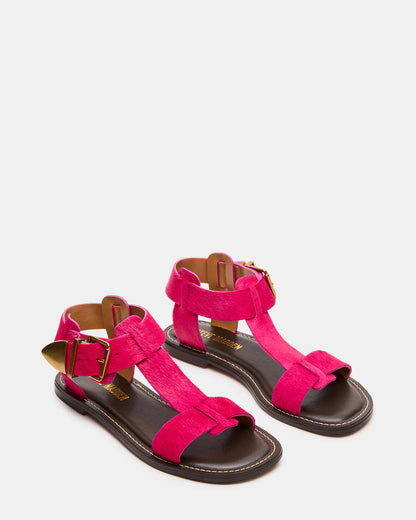 BRAZINN Hot Pink Strappy Flat Sandal Women's Sandal
