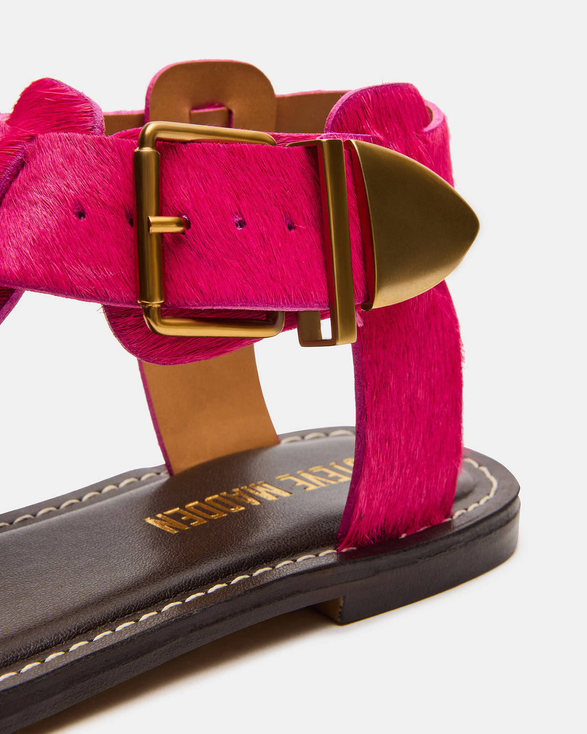 BRAZINN Hot Pink Strappy Flat Sandal Women's Sandal