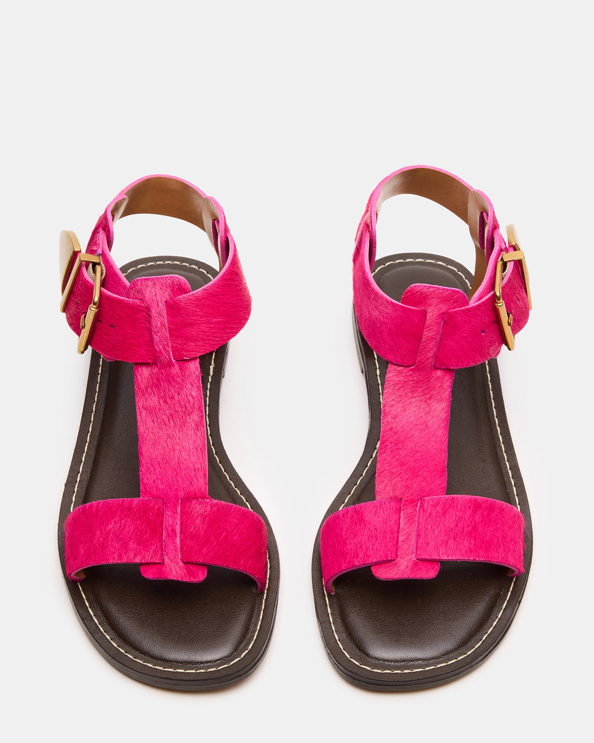BRAZINN Hot Pink Strappy Flat Sandal Women's Sandal