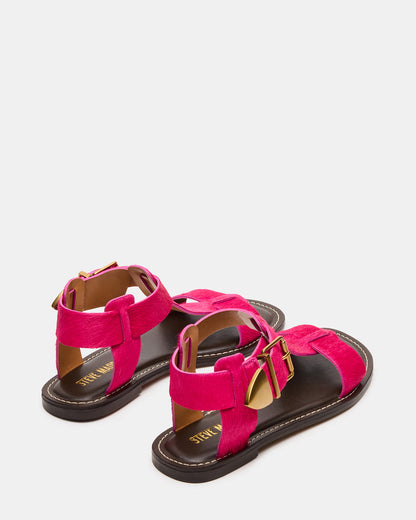 BRAZINN Hot Pink Strappy Flat Sandal Women's Sandal