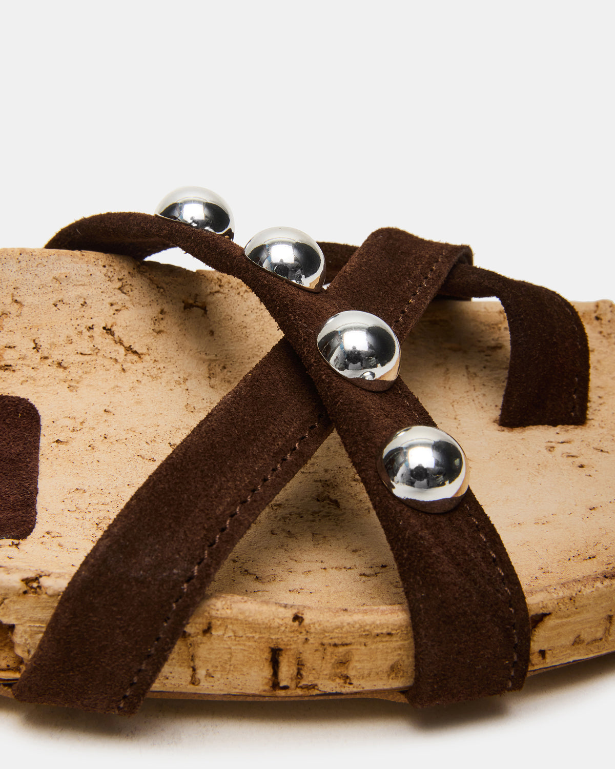 KELSO Brown Suede Flatform Strappy Studded Women's Sandal