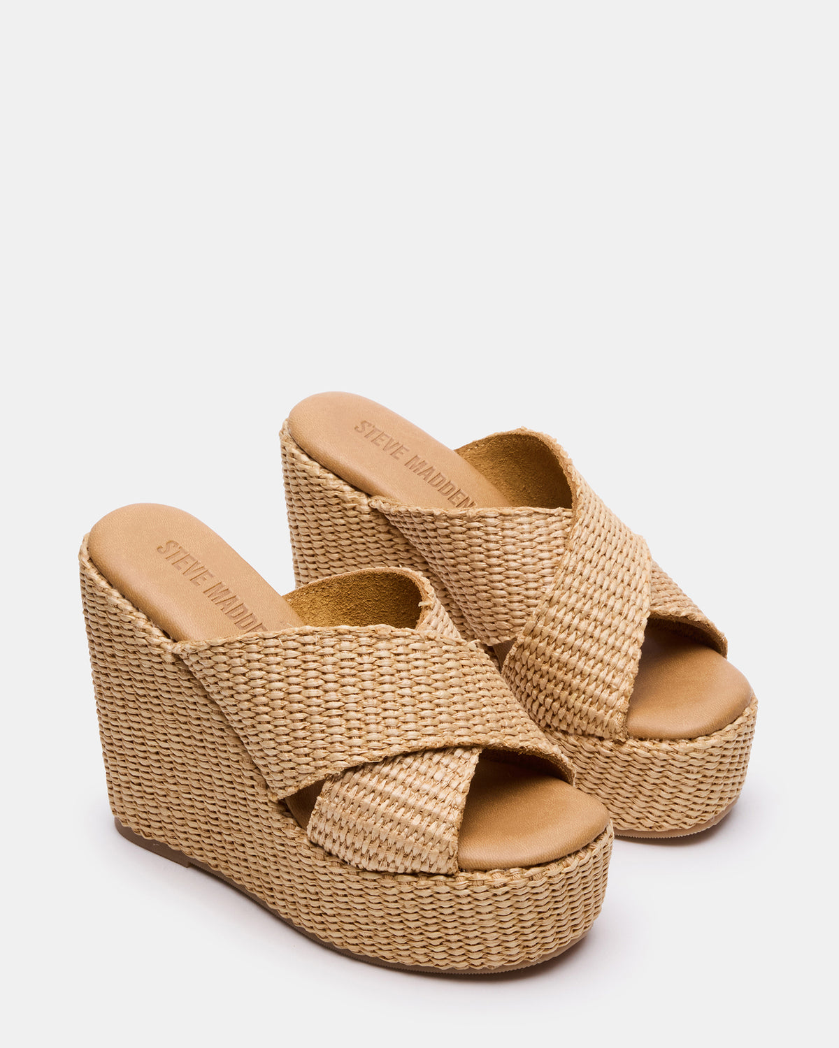CERCEI Natural Raffia Platform Square-Toe Wedge Women's Sandal