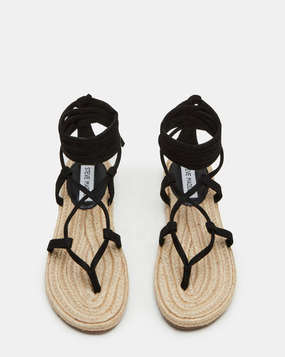 WADE Black Women's Strappy Lace-Up Espadrille Sandal