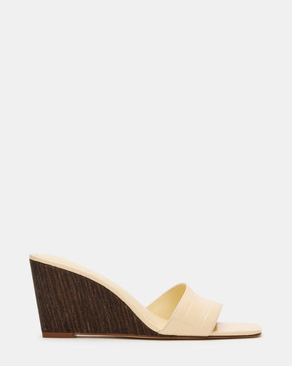 CURCIO Beige Crocodile Square-Toe Women's Wedge Sandal