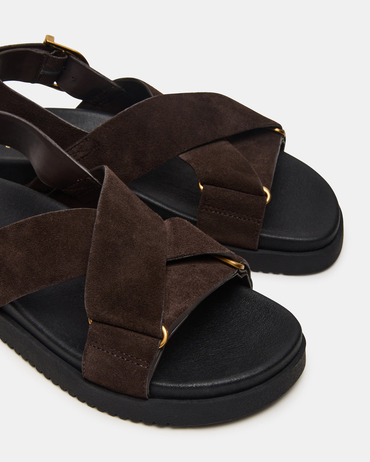 DONELLI Brown Suede Strappy Footbed Women's Sandal
