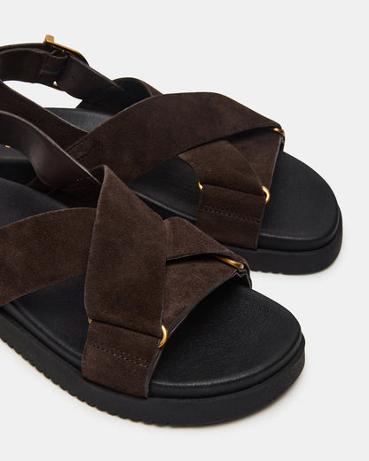 DONELLI Brown Suede Strappy Footbed Women's Sandal