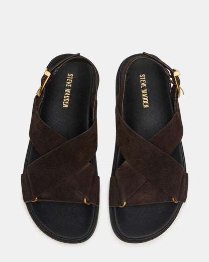 DONELLI Brown Suede Strappy Footbed Women's Sandal