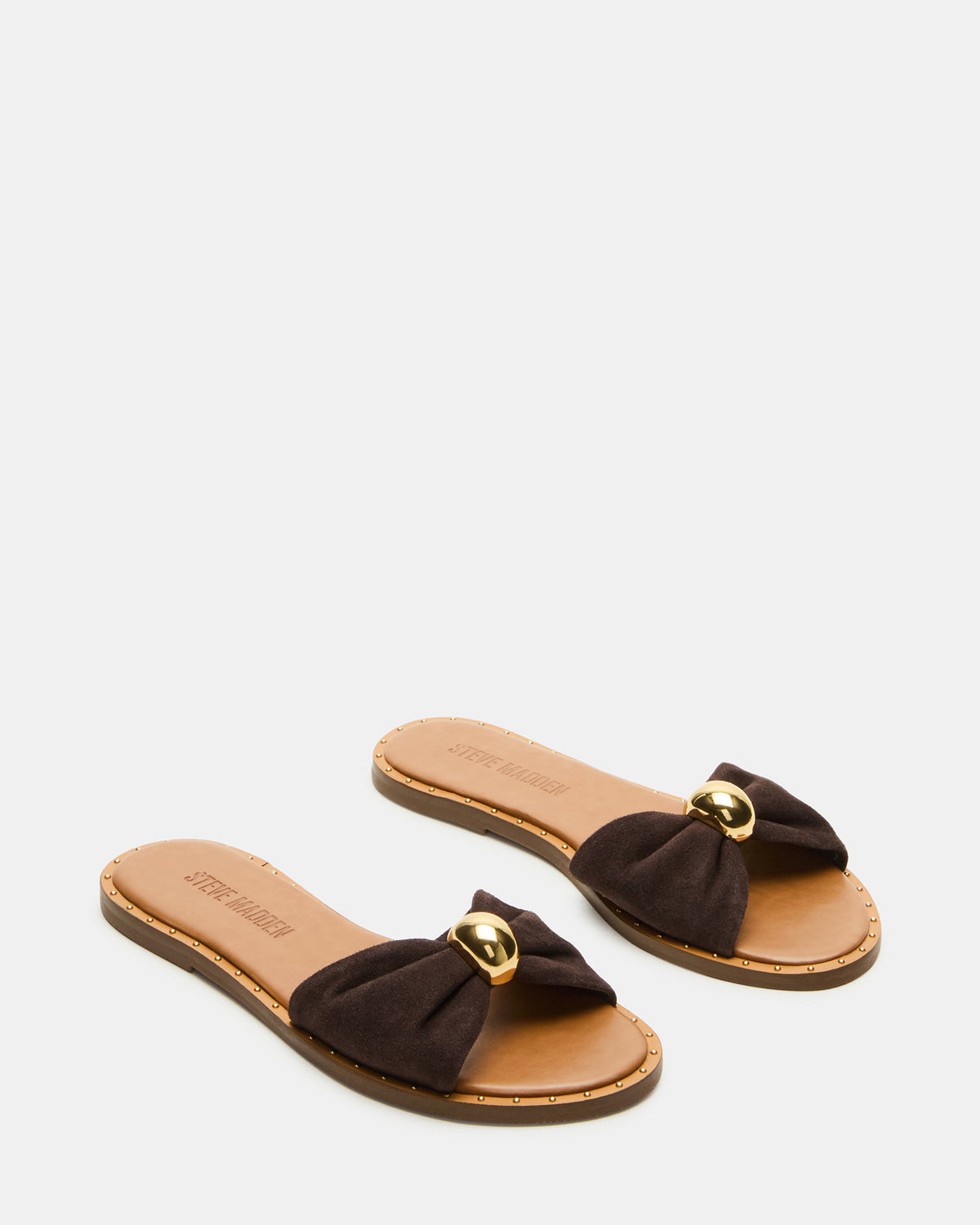 DIPSY Brown Suede Slide Rounded Toe Women's Sandal