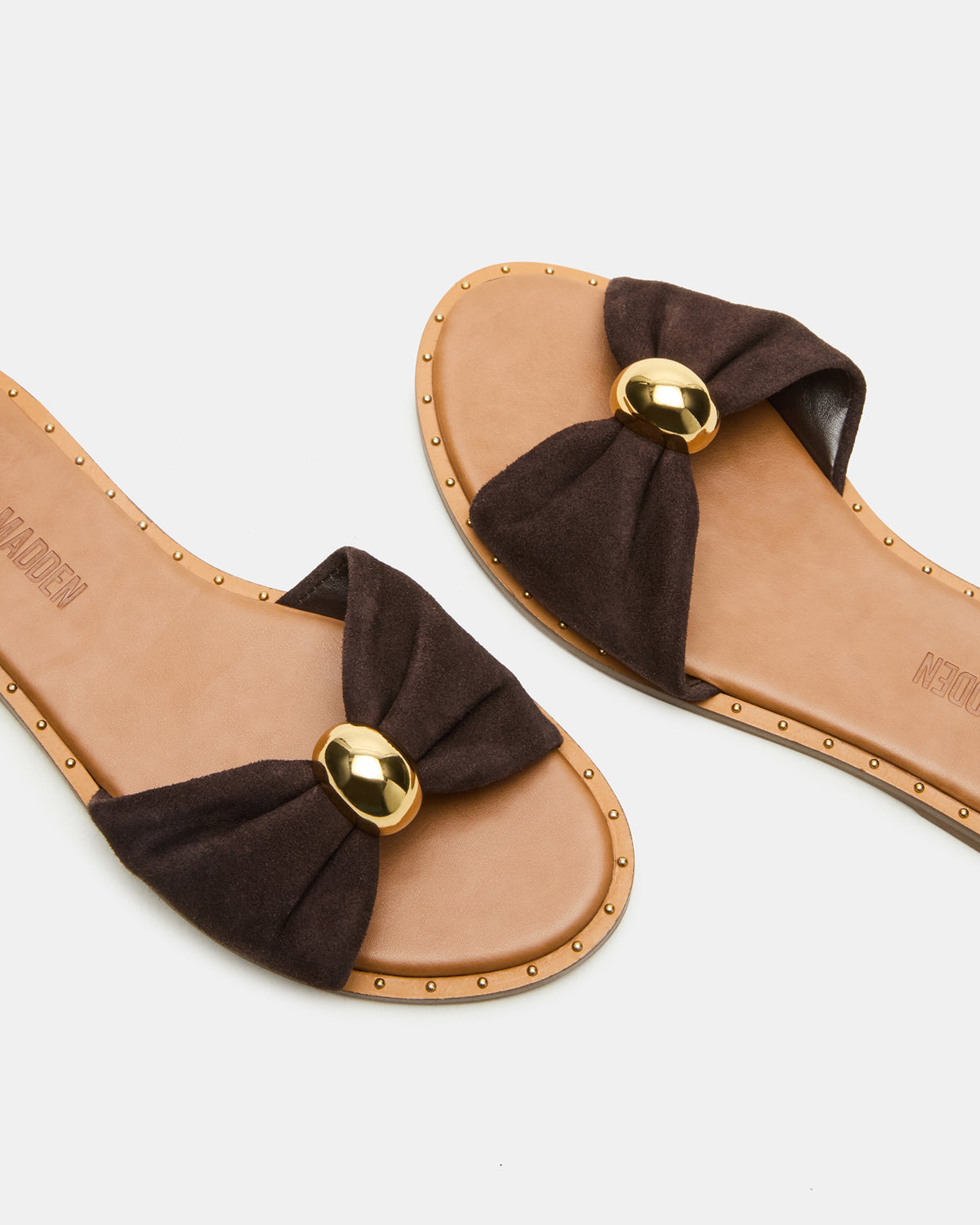 DIPSY Brown Suede Slide Rounded Toe Women's Sandal