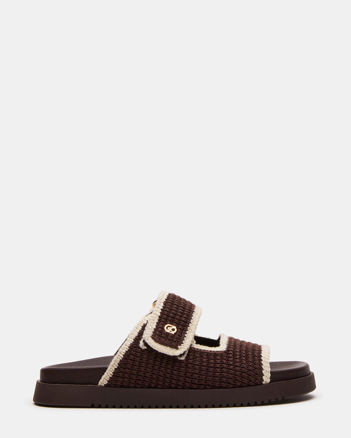 MAYSIE Brown Multi Woven Flatform Footbed Slide Women's Sandal