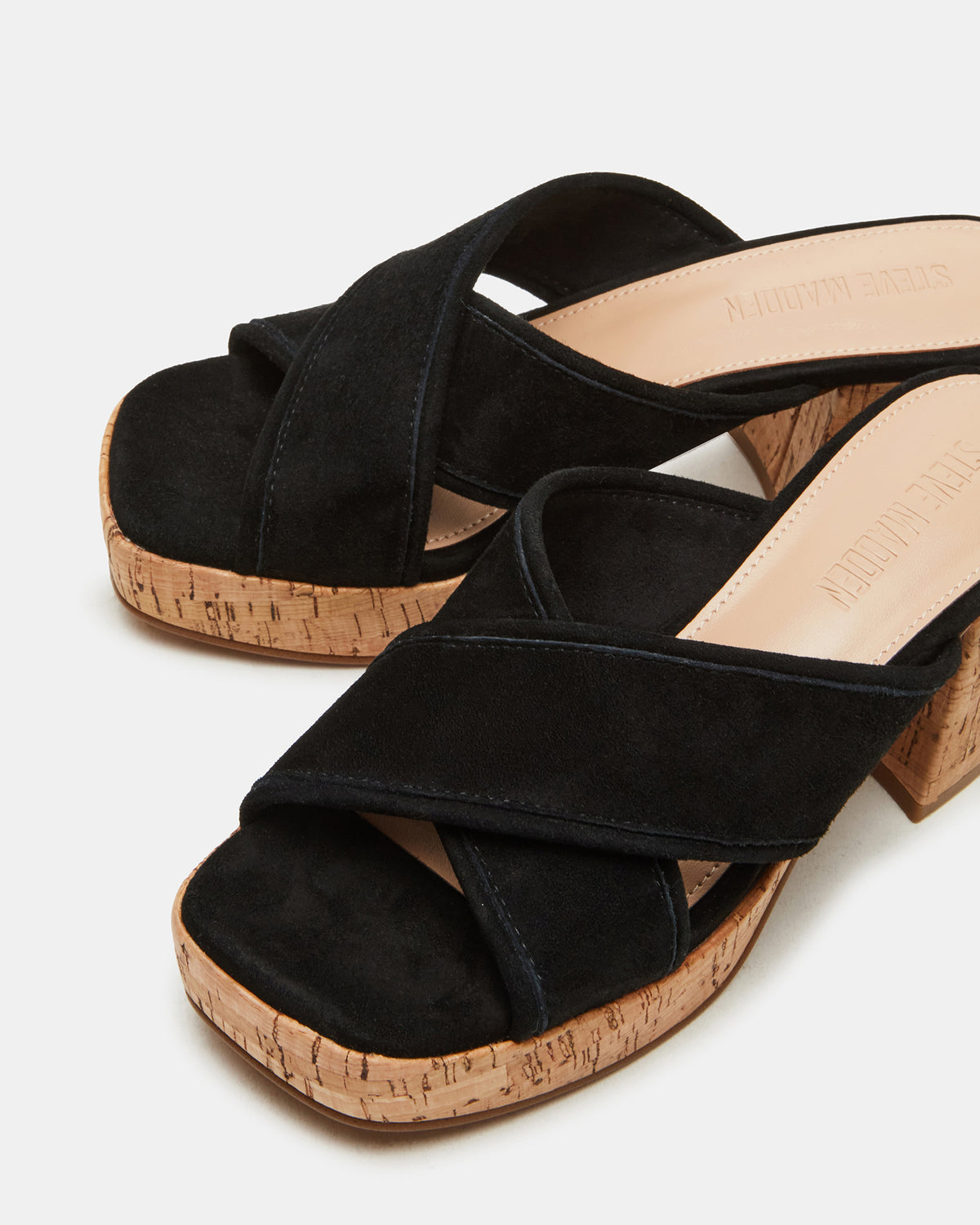MARSDEN Black Suede Women's Platform Square-Toe Mule Sandal