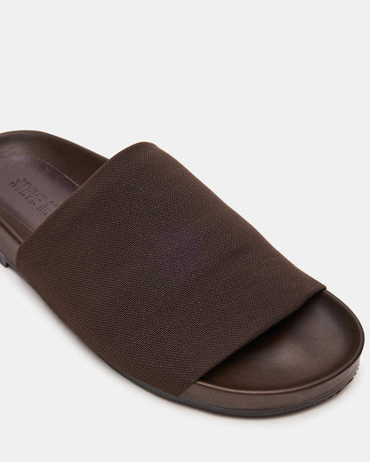 SANSA Brown Flatform Footbed Slide Women's Sandal