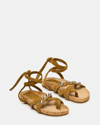 KELSO Olive Suede Flatform Strappy Studded Women's Sandal