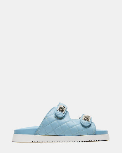 SCHMONA Blue Leather Quilted Slide | Women's Sandals