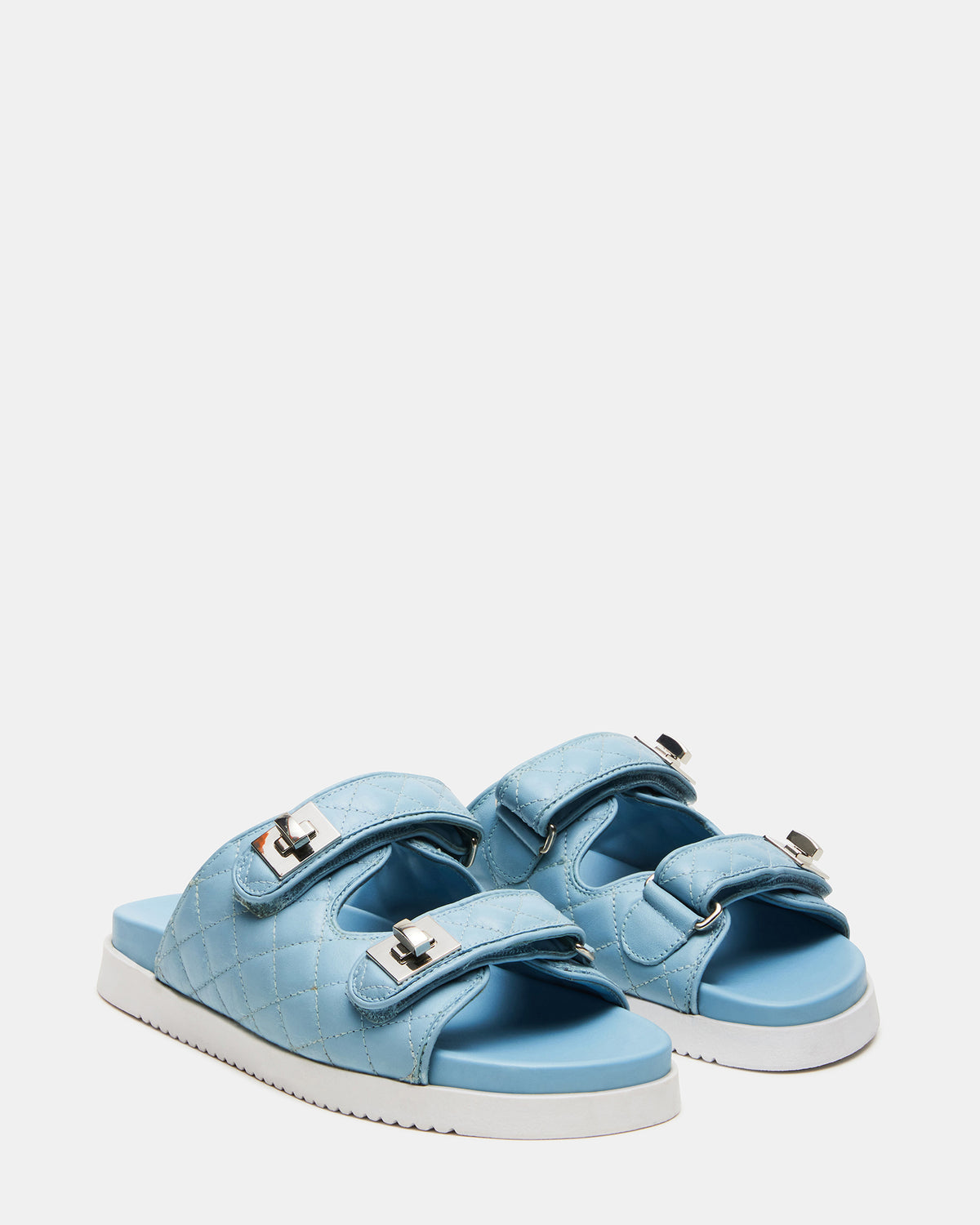 SCHMONA Blue Leather Quilted Slide | Women's Sandals