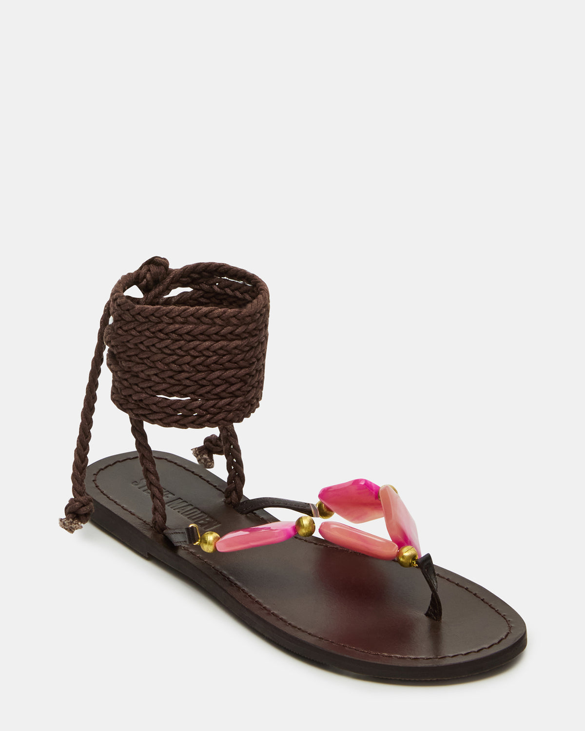 TASHA Pink Multi Strappy Lace-Up Flat Women's Sandal