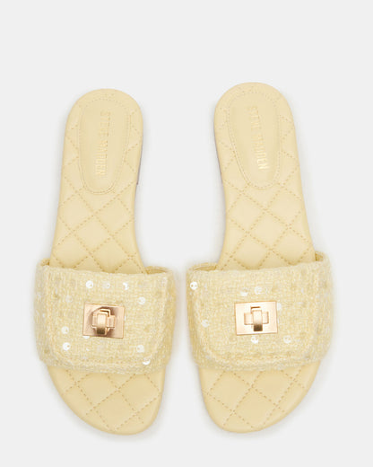 MORELAND Sequin Yellow Quilted Slide Women's Sandal